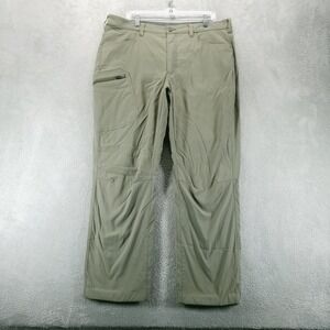 Eddie Bauer Pants Mens 38x32 Green Straight Fleece Lined Hiking Outdoors